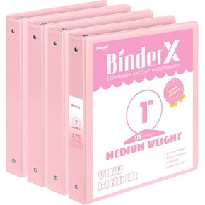 Sooez 2 Pack BinderX 3 Ring Binder 1 Inch, 𝗘𝘅𝘁𝗿𝗮 𝗗𝘂𝗿𝗮𝗯𝗹𝗲 1 Inch Binders 3 Ring Holds 700 Sheets, PVC Free Clear View Binders 1 Inch, Three Ring Binder for School & Office Supplies, A4