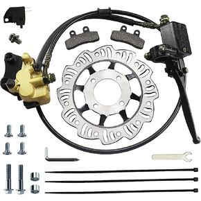PRO BAT Front Disc Brake Master Cylinder Caliper + 190mm/7.48'' Front Disc Brake Plate + Brake Pad Assembly for 50cc 70cc 90cc SSR 110cc 125cc Atomik SSR Apollo Chinese Dirt Bike Pit Bike