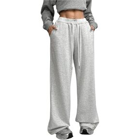 Verdusa Women's Loose Fit Straight Leg Sweatpants Drawstring Waist Pants with Pockets