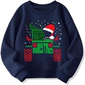 Kids Christmas Sweatshirt Boys Girls Ugly Xmas Santa Dinosaur Graphic Shirt Toddler Pullover Long Sleeve Outfit Tops