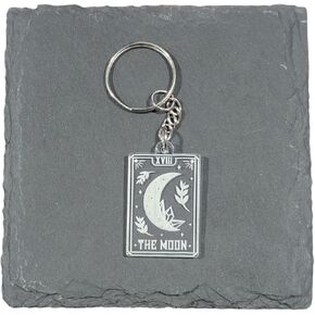 Moon Phases Crystals Keychain - Engraved Acrylic Keychains, Moon Phase Keychain, Crystal Keychain