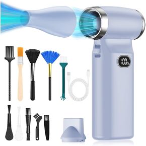 Compressed Air Duster- PC Duster Electric 110000RPM- No Canned Air Duster- Replace Compressed Air Can- Keyboard Cleaner,Adjustable Wind Speed,Rechargeable(Blue)