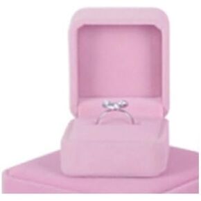 1Pc Pink Square Velvet Ring Display Case, Jewelry Box Wedding Travel Ring Box Ring Holder Velvet Gift Packaging Box Jewelry Box,Jewelry Boxes and Organizers,Jewelry Accessories