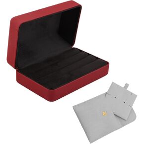 تخزين الخاتم، حامل صندوق الخاتم، مجموعة صندوق حلقي مكون من 3 قطع، منظم حلقات منظم مجوهرات للنساء والفتيات (أحمر) in Kuwait