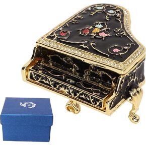 TOPINCN 6.6 x 5.5 x 6cm Holder Collectible Figurine Decoration Storage Box, Piano Shape, Hand Painted Enamel Trinket Box Jewelry Trays Jewelry Boxes & Organizers