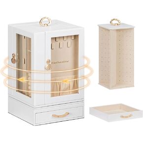 Jewelry Box large for Dresser: Women Necklace Ring Storage Organizer with Compartments - Elegant Earring Holder Display