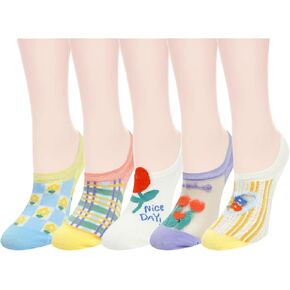 Violet Mist Women's No Show Socks Girls Low Cut Socks Liner Socks Invisible Socks Novelty Non Slip Footies Flat Boat Socks