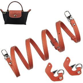 Crossbody Strap Replacement for Longchamp Le Pliage Original Pouch with Handle Mini Bag Adjustable Conversion Kit for Long Champ(Width:9mm,Color:Brown)