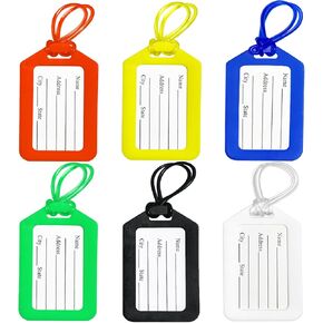 Luggage Tags for Suitcases: 12 Pack Travel Tags with Waterproof Film for Luggage, Bright Luggage Bag Tags Name Tags for Kids Adults Travel Accessories Must Haves - Bag Tags for Backpacks