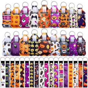Patelai 54 Pcs Hand Sanitizer Holder Keychain Wristlet Set 1oz Empty Travel Bottle Refillable Bottle Portable Keychain Holder