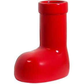 Vase for Christmas Tree Red Shoes 8in Small Filler Cremic Vase Cute Flower Vase Decor Modern Unique Flowers Vase Centerpieces for Tables Bathroom Living Room Boot Base Vase