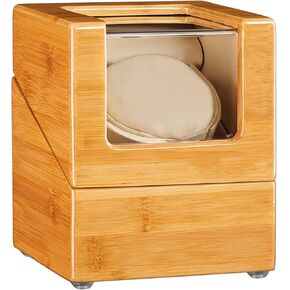 JQUEEN Single Watch Winder Box for Automatic Watches, 100% Bamboo Wood