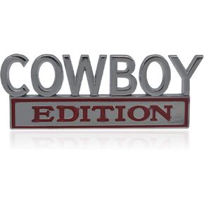 Universal Cow boy Edition Emblem Sticker Replacement Car Truck SUV Compatible with Ford F150 Jeep Dodger Chevrolet Badge Tailgate Badge Front Grille Hood Trunk (Silver+Black)