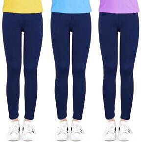 slaixiu 4 Pack Leggings for Girls Soft Comfortable Leggings for Kids in 3t to 12 Years Ankle Length Girls Printed Leggings