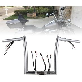 TIGERSGATE PRE-WIRED 14" Rise Ape Hangers 1 1/4" Fat Softail Mercenary Handlebars Kit for 2018-Up Harley Breakout & 2018-Up Fatboy & 2017-later Road King Special （Chrome）