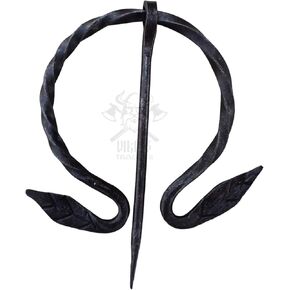 Viking Traders Medieval Celtic Cloak Pin| Black Vintage Viking Brooch|Forged Pins Twisted Leaf Design