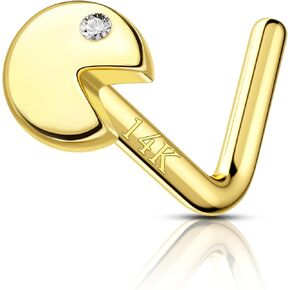 COCHARM 14K Gold Nose Stud 20g Yellow Gold Half Hoop Nose Ring Stud 14kt Real Gold Nose Hoop Nose Rings 8mm 14Kt Gold Nose Piercing Dainty Nose Jewelry for Women Men
