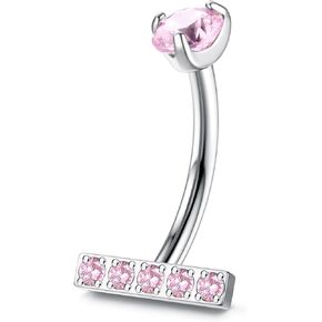 14G Titanium Belly Button Ring for Women Cubic Zirconia Belly Button Piercing Butterfly 10mm Belly Button Rings Cross Titanium Belly Ring Internally Threaded Navel Body Belly Jewelry
