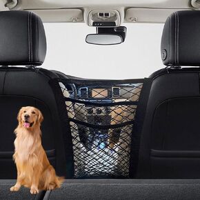 3-Layer Car Mesh Organizer, Seat Back Net Bag, Car Interior Accessories Barrier of Backseat Pet Kids, Cargo Tissue Purse Holder, Driver Storage Netting Pouch Universal for Cars SUVs Trucks