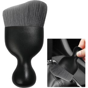 Car Interior Dust Brush, Scratch Free Car Detailing Brushes, Soft Bristle Auto Removal Dust Collector, Vehicle Interior Cleaning Accessories for Dashboard, Air Vents (Brown & Black, 2 PCS)