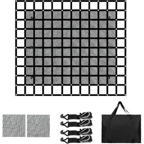 EASYBERG Heavy Duty Cargo Net for Pickup Truck Bed, Extra Large 10' x 12' ft Truck Cargo Net with Mesh, Cam Buckles & S-Hooks & Cross Strap, 1500lbs Capacity Cargo Net for Trailer SUV Jeeps