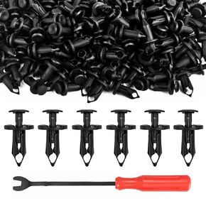 100pcs Nylon Bumper Fastener Rivet Clips 8mm Push-Type Nylon Bumper Fastener Rivet Expansion Screws Replacement Kit with Fasteners Remover
