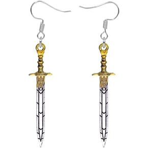 Percy Jackson Riptide Sword Sea of Monsters Olympian Demigod Silver Tone Drop Dangle Earrings