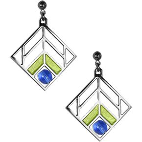 Frank Lloyd Wright Chevron Green Enamel Earrings
