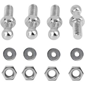 KEMANI 6pcs 10mm Ball Studs Prop Screw Bolts 5/16-18 Thread x 1/2" Gas Spring Strut M8 Fitting with Hardware Lock Nuts Washers for Gas Lift Support Strut Fitting (Silver, M8 6pcs)