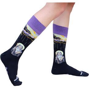 Sock Religious Ora Et Labora St. Scholastica Black Men's and Women's One Size Fits Most Polyester Blend Catholic Inspirational Fun Crew Socks, Adult