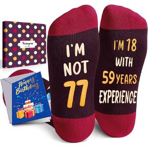 HAPPYPOP Birthday Gifts for Men - Socks for 76 Year Old Woman, 80 Birthday Gifts for Elderly With Greeting Card