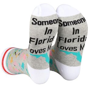 PXTIDY 2 PAIRS Florida State Socks Long Distance Relationships Gift Someone In Florida Loves Me Socks Florida Souvenir Gift