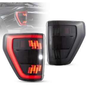 VLAND LED Tail Lights Compatible With Ford F150 2021-2024 14th Gen, W/Red Turn Signal, Fit For Factory Halogen and LED lights, Smoked Lens