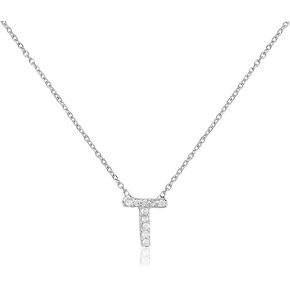 Initial Necklaces for Women, Dainty Silver Letter Necklace Sterling Silver Personalized CZ Initial Necklace Cute Monogram Name Necklace Simple Silver Necklace for Women Trendy Silver Jewelry