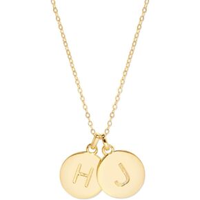 EVE'S ADDICTION Personalized Gold Plated Two Initial Round Charm Necklace, 16" chain plus 2" extender chain - Women's Initial Necklace - Custom Gift for Her - Gifts for Mom