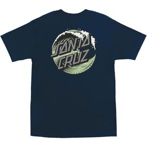 تي شيرت SANTA CRUZ Wave Dot S/S ثقيل الوزن باللون الأزرق الداكن مع Seafoam XL للرجال in Kuwait