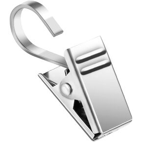Teenitor 25 Pack Curtain Clips Curtain Hooks, Stainless Steel S Hooks for Hanging Christmas Light Clips Small Hooks Clips for Camper Awning Light Photos Party Decorations