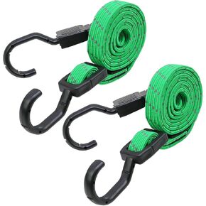 Adjustable Flat Bungee Cord Heavy Duty Outdoor with Hooks, Bungee Cords Assorted Sizes, 4pk (Reflective Black, Length 48'')