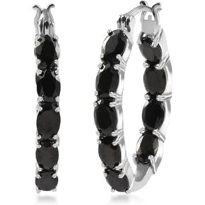 Shop LC Black Shungite 925 Sterling Silver Platinum Plated Ct 3.9 Hoop Earrings for Women Jewelry Valentines Day Gifts for Women