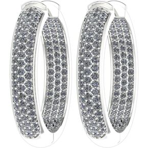 1-6 Carat 3 Rows Pave Set Hoop LAB GROWN Diamond Earrings Oval Shape Ultra Premium Collection (D-E Color, VS1-VS2 Clarity)