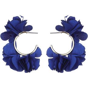Kercisbeauty Black Soft Petal Flower Gold Open Hoops Earrings for Women Exotic Festival Carnival Jewelry Cartilage Huggie