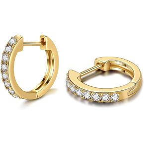Gold Huggie Earrings for Women,14K Real Gold Plated Small Cubic Zirconia Cartilage Hoop Earrings Cuffs for Women ﻿