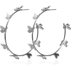 Butterfly Big Hoop Earrings Gold Monarch Butterfly Dangle Earrings Party Vacation Jewelry Gift for Women