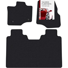 Floor Mats for Ford F150 - Tailored Fit for 2015-2024 Ford F-150 SuperCrew Cab Lightning Truck - Front & 2nd Row Set of 3 - Rubber Anti-Slip Back - 22oz Heavy Duty Carpet Mat - All Weather Car Liner