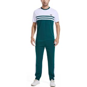 W JIANWANG Men's Short Sets 2 Piece Summer Outfits Track Suits for Mens Casual Short Sleeve Sweatsuit Set