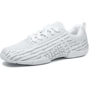 Girls Cheer Shoes White Cheerleading Shoes Breathable Kids Cheer Competition Sneakers Youth Lightweight Athletic Training Dancing Shoes