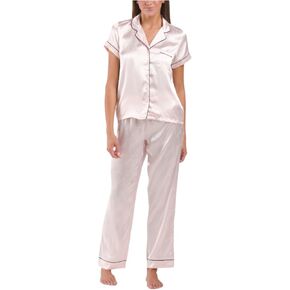 Juicy Couture Women’s Satin Button Down Shirt and Pants Pajama Set