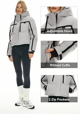 Orolay Women's Cropped Puffer Jacket Winter Quilted Short Down Coat Warm Hooded Zip Fashion Outerwear with Pockets in Saudi Arabia