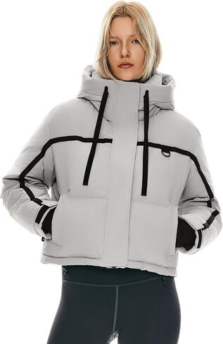 Orolay Women's Cropped Puffer Jacket Winter Quilted Short Down Coat Warm Hooded Zip Fashion Outerwear with Pockets in Saudi Arabia