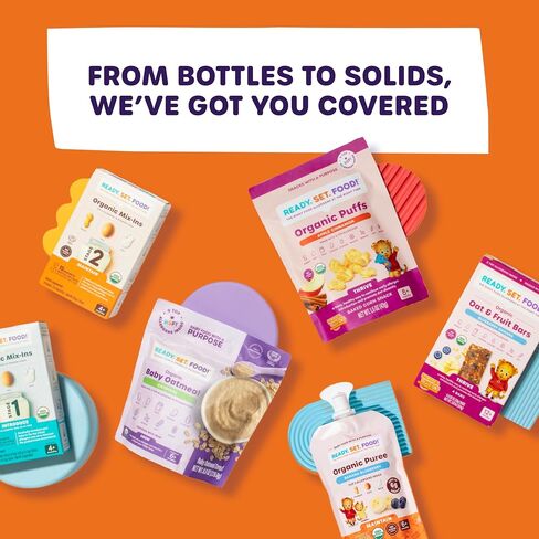 Ready. Set. Food! Organic Baby Oatmeal Cereal | Original, Peanut Butter & Daniel Tiger PB Strawberry Variety Pack | Organic Baby Food with Top Allergens: Peanut, Egg, Milk, Cashew, Almond, Walnut, Sesame, Soy & Wheat | Unsweetened, Iron Fortified in Saudi Arabia
